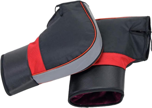 Motorcycle Handlebar Gloves, Waterproof Winter Handlebar Mitt, Universal Protective Gloves for Motorcycles, with Reflective Bands and Plush Lining for Scooter