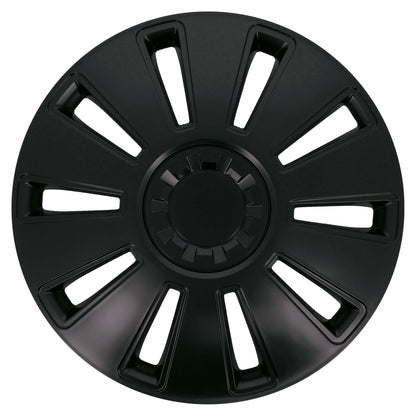 S SUMEX Juego de 4 Tapacubos de 16 Pulgadas Diseño Tennessee Silver Black Silver, Acabado Cromado y Negro ABS Resistente a Fuertes Impactos, Duradero y Fiable con Anillo de sujeción Ajustable