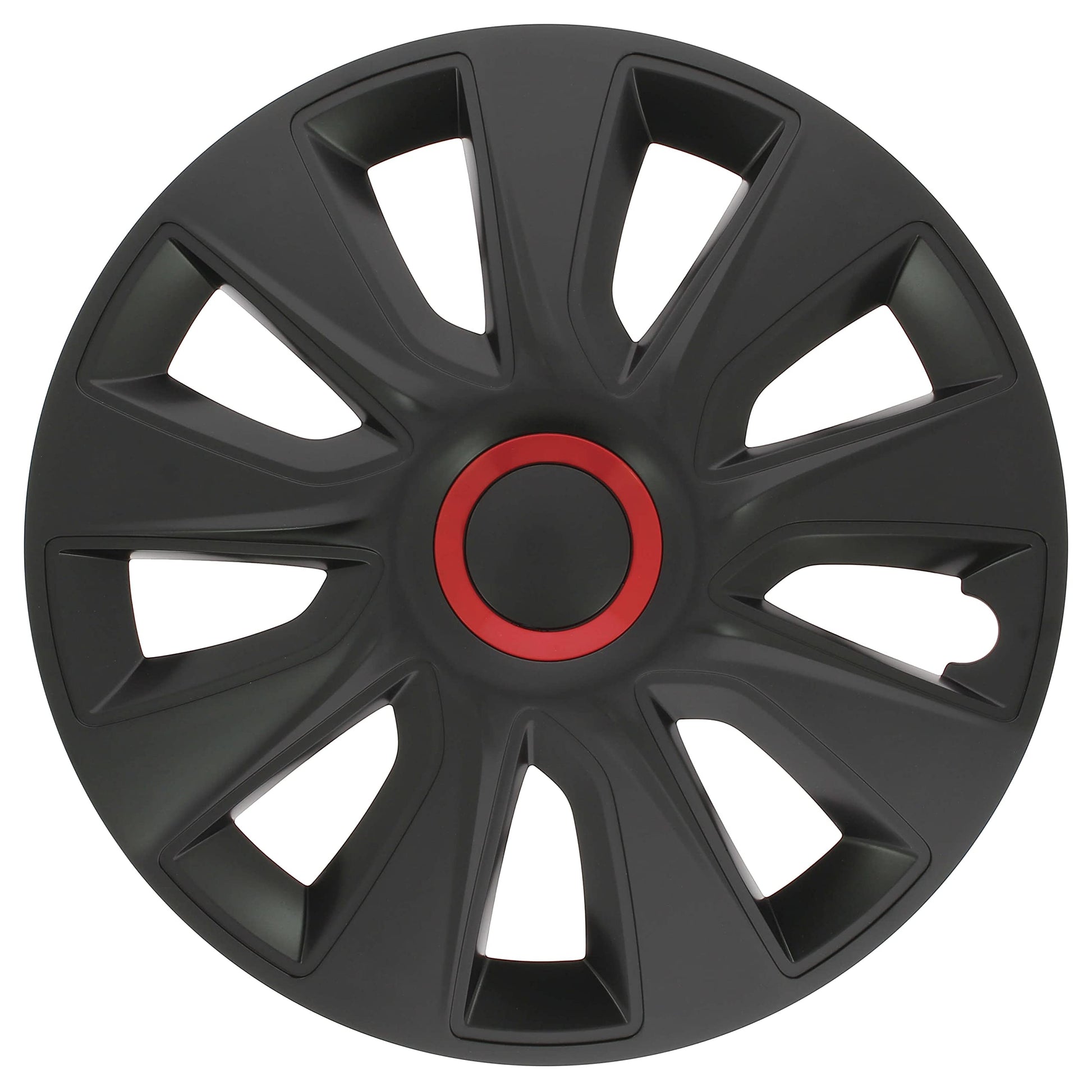 Juego de 4 Tapacubos de 15 Pulgadas Diseño Kentucky Carbon Black, Acabado en Negro y ABS Resistente a Fuertes Impactos, Duradero y Fiable con Anillo de sujeción Ajustable