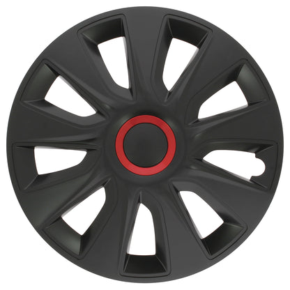 S SUMEX Juego de 4 Tapacubos de 15 Pulgadas Diseño Florida Ro Black, Acabado en Negro y ABS Resistente a Fuertes Impactos, Duradero y Fiable con Anillo de sujeción Ajustable