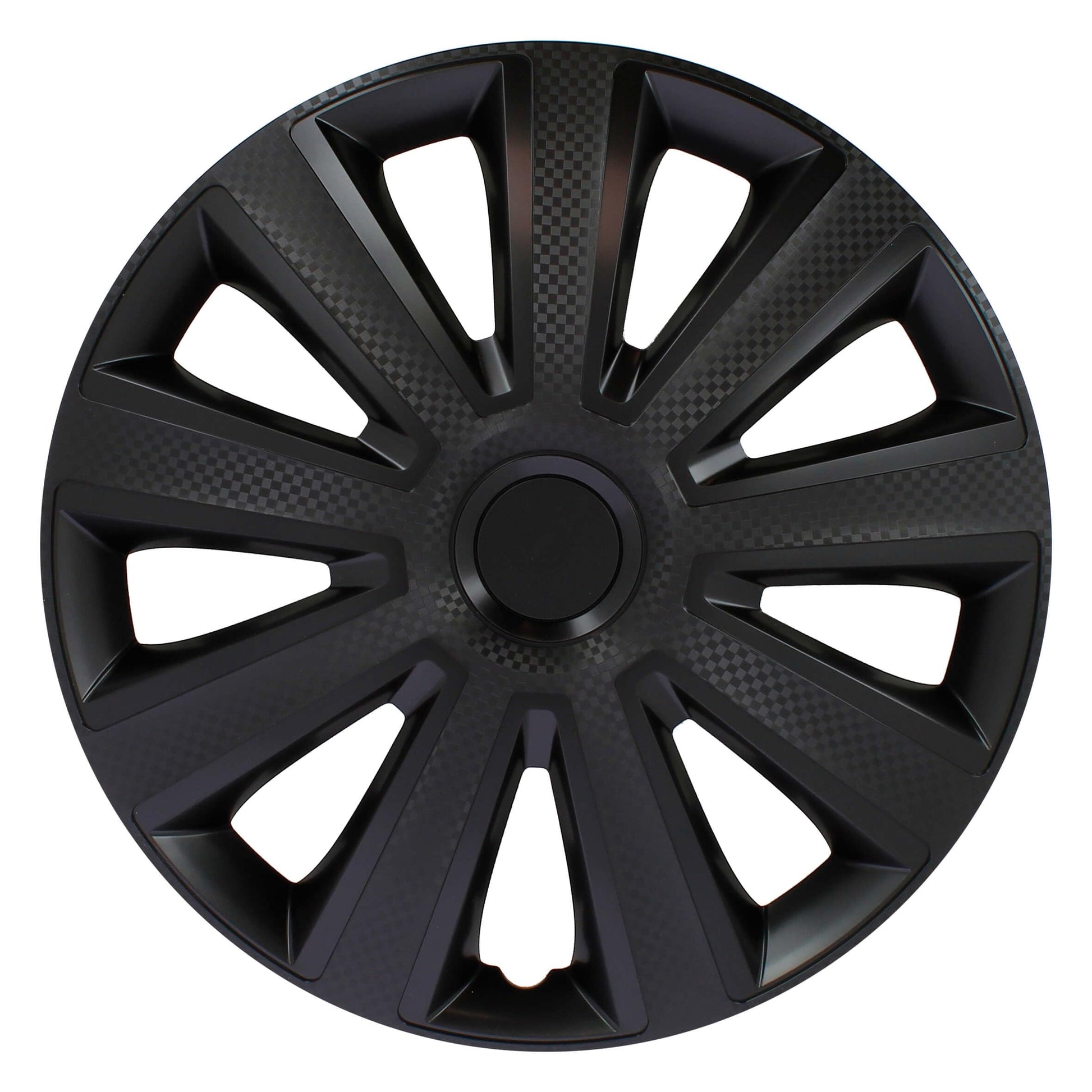 S SUMEX Juego de 4 Tapacubos de 15 Pulgadas Diseño Florida Ro Black, Acabado en Negro y ABS Resistente a Fuertes Impactos, Duradero y Fiable con Anillo de sujeción Ajustable