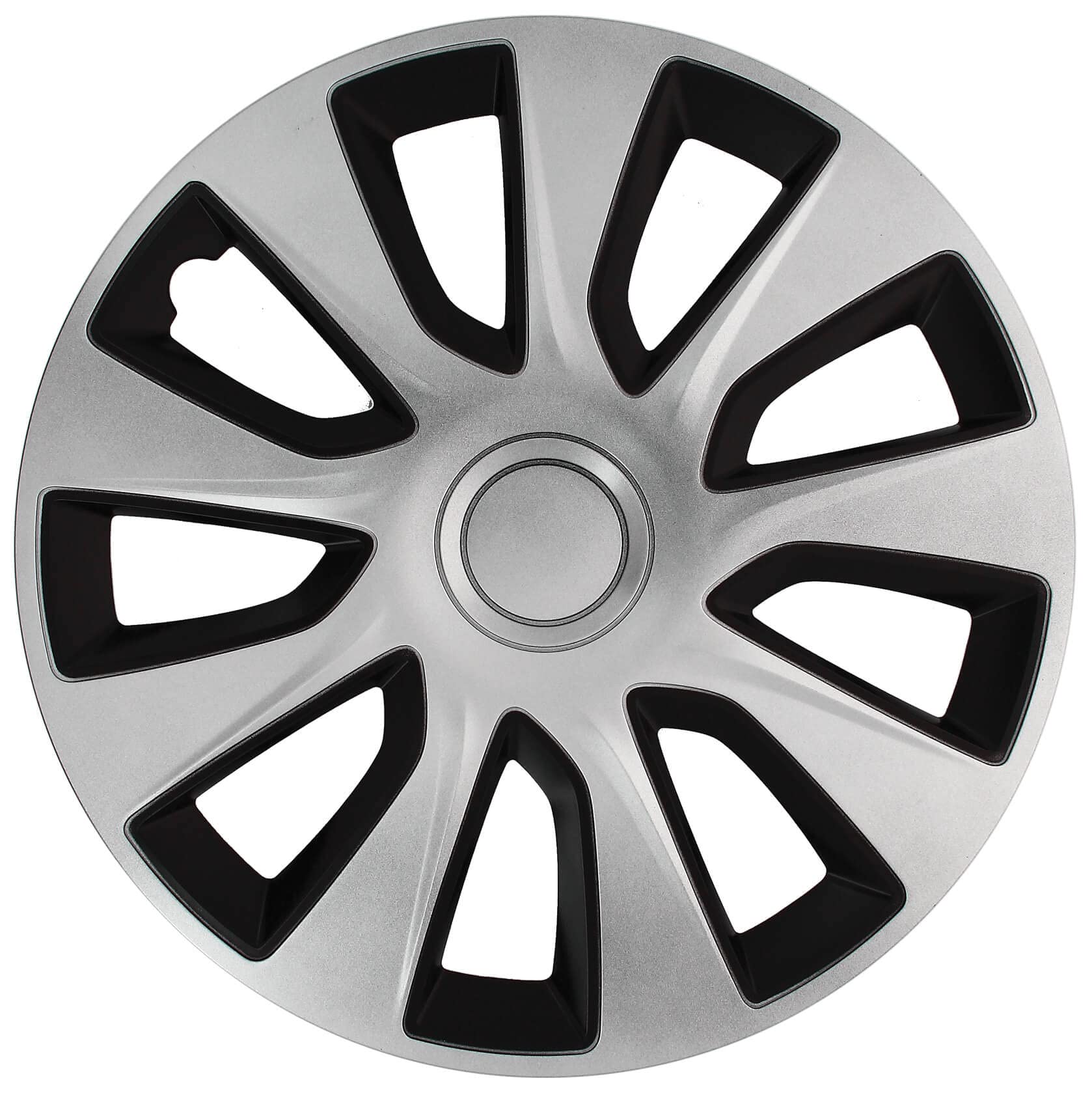 Juego de 4 Tapacubos de 15 Pulgadas Diseño Kentucky Carbon Black, Acabado en Negro y ABS Resistente a Fuertes Impactos, Duradero y Fiable con Anillo de sujeción Ajustable