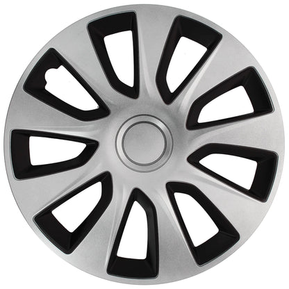 Juego de 4 Tapacubos de 15 Pulgadas Diseño Kentucky Carbon Black, Acabado en Negro y ABS Resistente a Fuertes Impactos, Duradero y Fiable con Anillo de sujeción Ajustable