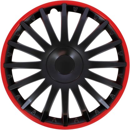 S SUMEX Juego de 4 Tapacubos de 15 Pulgadas Diseño Florida Ro Black, Acabado en Negro y ABS Resistente a Fuertes Impactos, Duradero y Fiable con Anillo de sujeción Ajustable