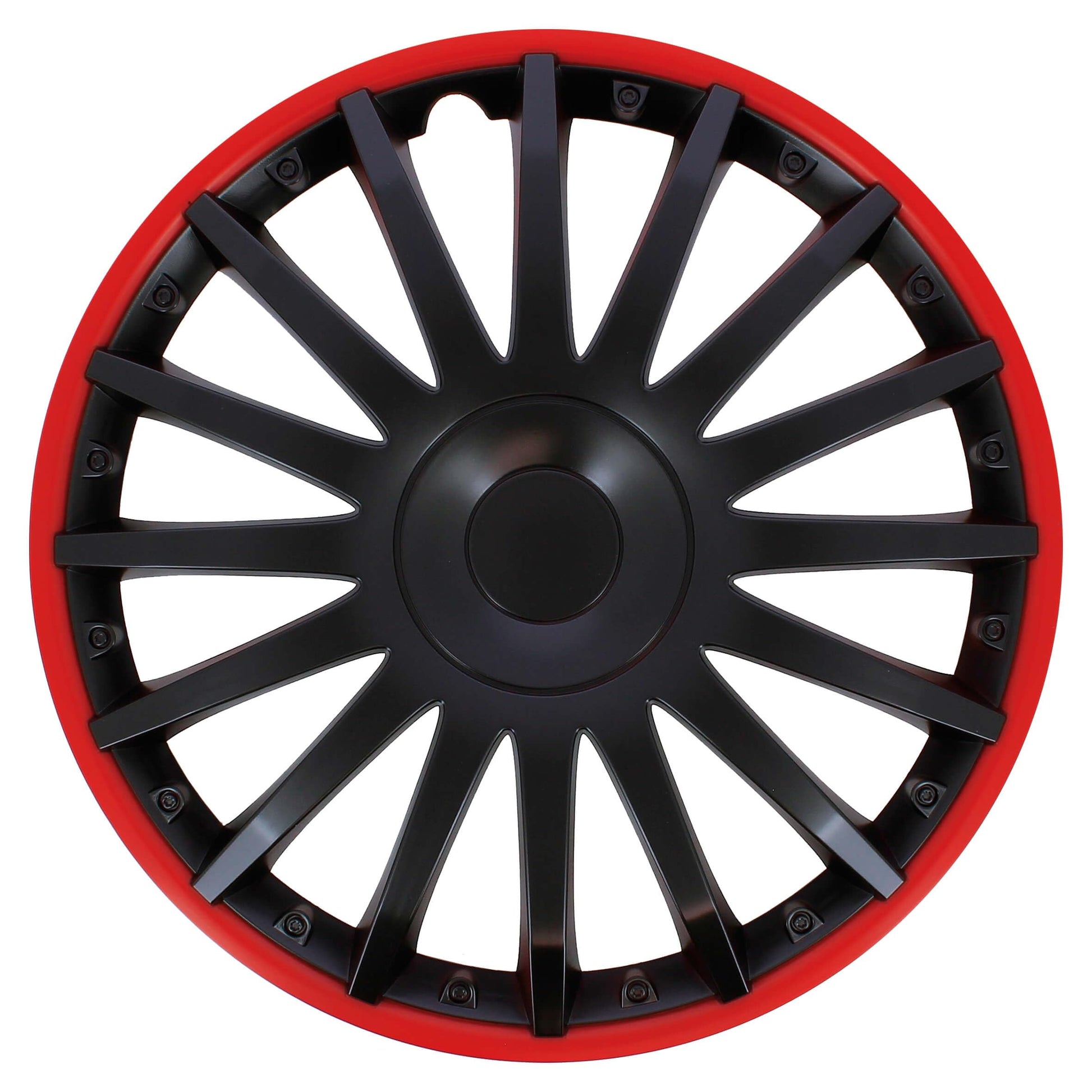 S SUMEX Juego de 4 Tapacubos de 16 Pulgadas Diseño Tennessee Silver Black Silver, Acabado Cromado y Negro ABS Resistente a Fuertes Impactos, Duradero y Fiable con Anillo de sujeción Ajustable
