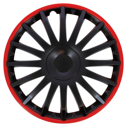 S SUMEX Juego de 4 Tapacubos de 16 Pulgadas Diseño Tennessee Silver Black Silver, Acabado Cromado y Negro ABS Resistente a Fuertes Impactos, Duradero y Fiable con Anillo de sujeción Ajustable