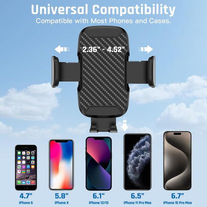 Soporte Movil Coche, [Potente Ventosa y Clip Estable] Suporte Telemovel Carro Universal para Parabrisas, Salpicadero y Ventilación, Porta Movil Coche para Teléfonos de 4-7"