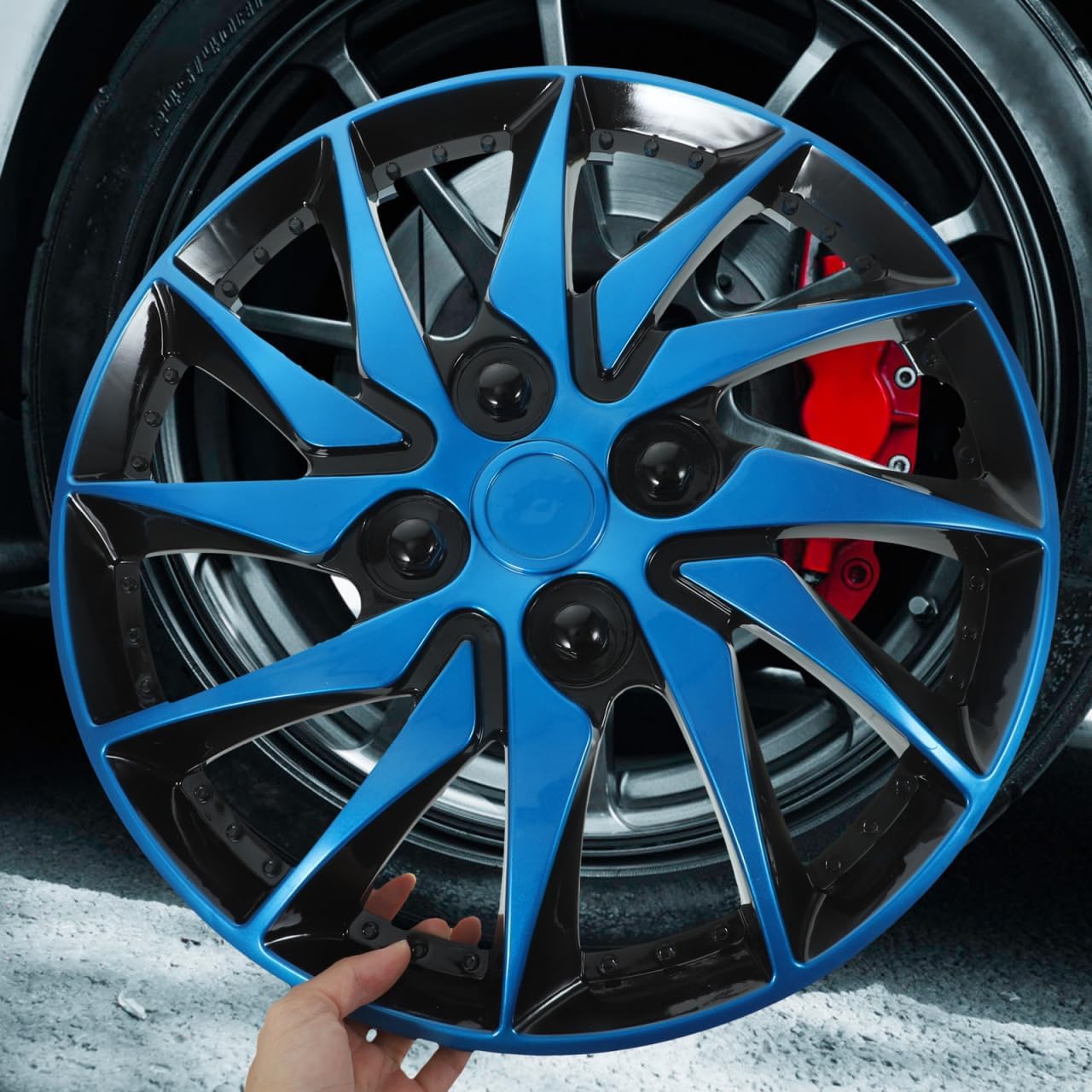 BESPORTBLE Tapacubos De Tornillo 14 Pulgadas Tapacubos de 14 Pulgadas Tapa de La Tapas de Las del Coche Estuche de Tapacubos para Accesorios de Autoajuste del del Coche (Azul) Tapas para Llantas