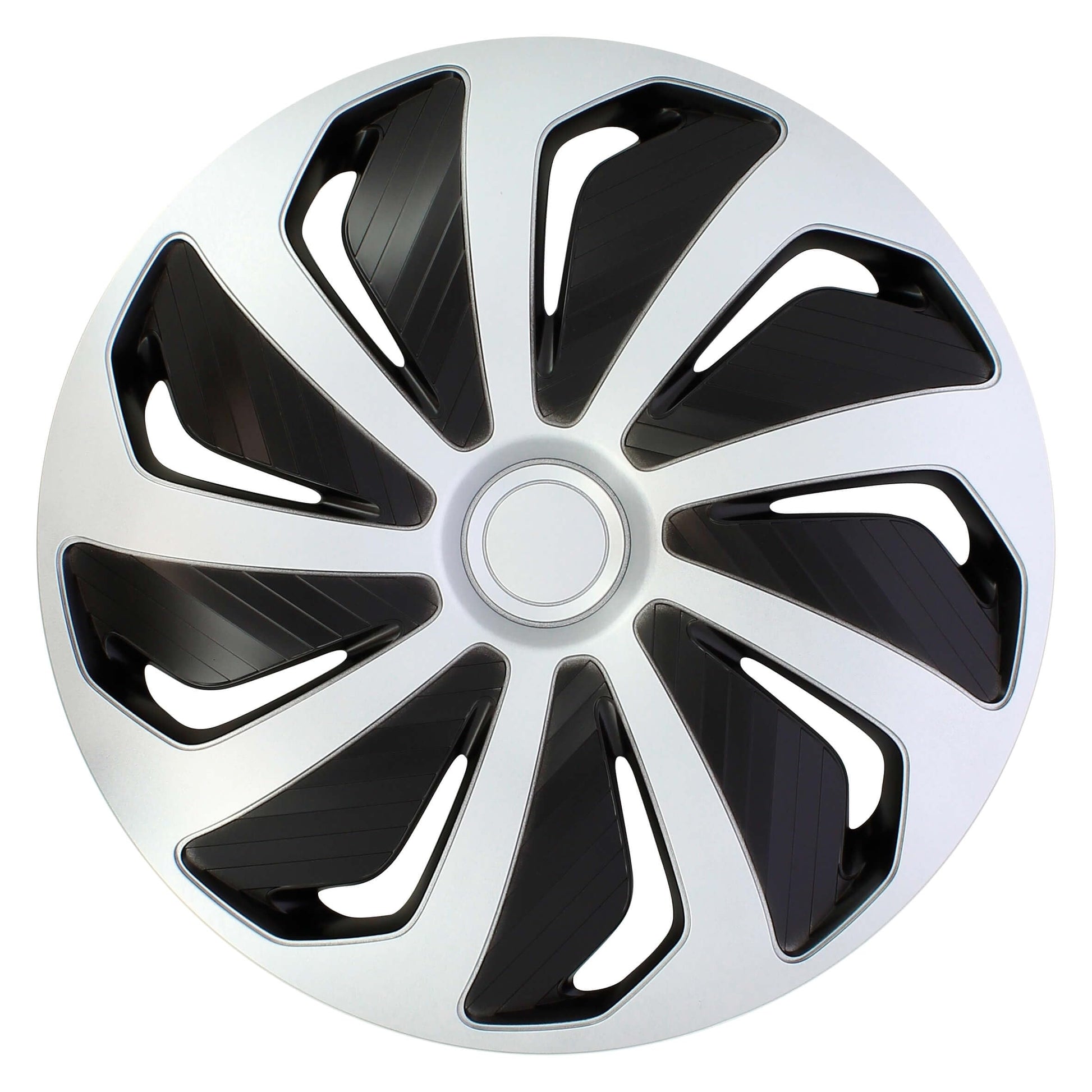 Juego de 4 Tapacubos de 15 Pulgadas Diseño Kentucky Carbon Black, Acabado en Negro y ABS Resistente a Fuertes Impactos, Duradero y Fiable con Anillo de sujeción Ajustable