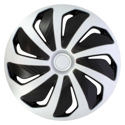 Juego de 4 Tapacubos de 15 Pulgadas Diseño Kentucky Carbon Black, Acabado en Negro y ABS Resistente a Fuertes Impactos, Duradero y Fiable con Anillo de sujeción Ajustable