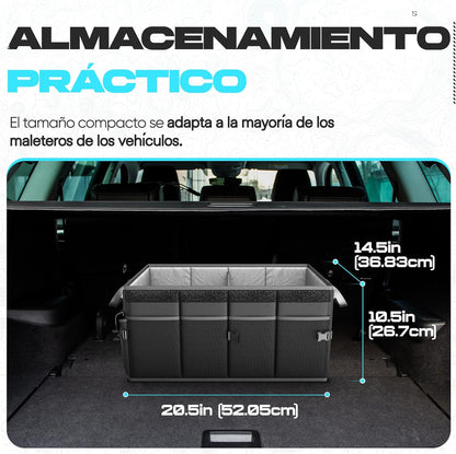 Fortem Organizador de porta-bagagens, caixa de armazenamento dobrável com compartimentos, base antiderrapante, correias, bolsos