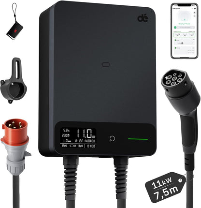 dé Tipo 2, 11 kW, cabo de 7,5 m, preto; referência B0DHQWGFSZ