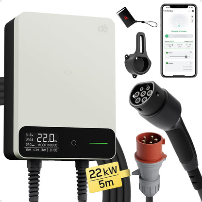 dé Tipo 2, 22 kW, cabo de 5 m, branco; referência B0F332JZ14