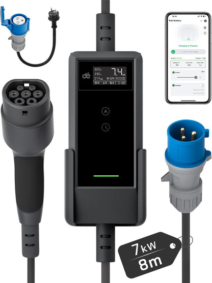 dé Tipo 2, 7,4 kW, cabo de 8 m; referência B0FFB1Z99V