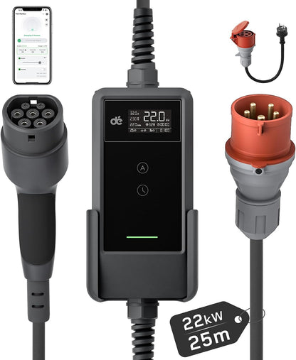 dé Tipo 2, 22 kW, cabo de 25 m; referência B0FQHQN5LS