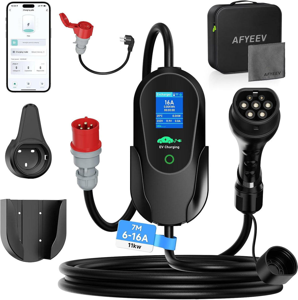AFYEEV Tipo 2, 11 kW, cabo de 7 m; referência B0GSTHDY49