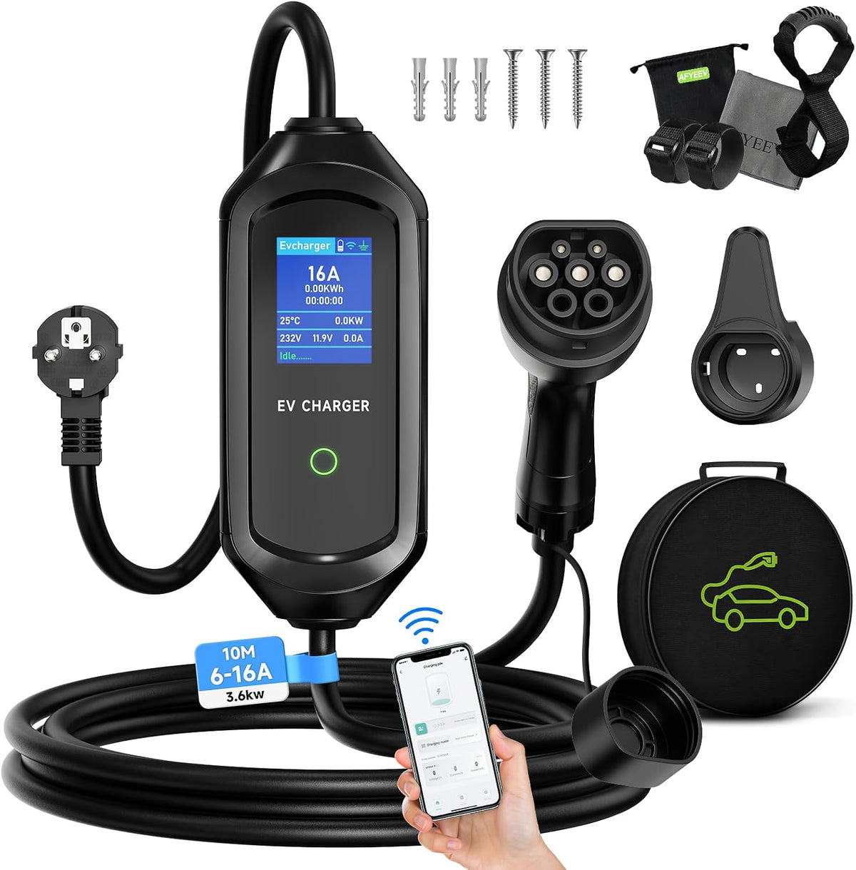 AFYEEV Tipo 2, 3,6 kW, cabo de 10 m; referência B0GYRKCH1J