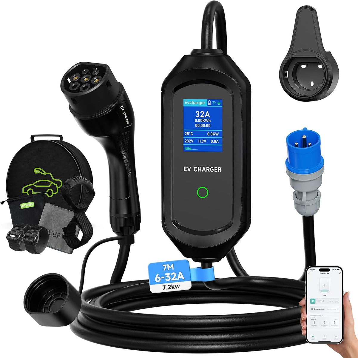 AFYEEV Tipo 2, 7,2 kW, cabo de 7 m; referência B0GYRSF2Y9