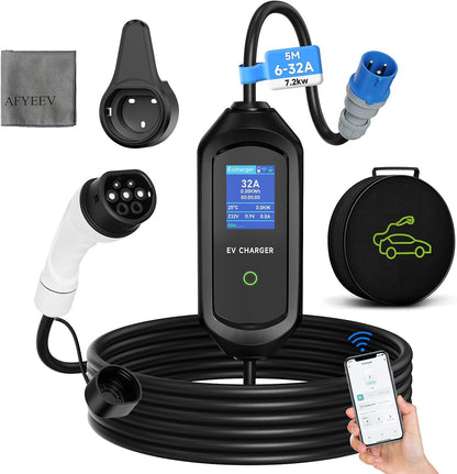 AFYEEV Tipo 2, 7,2 kW, cabo de 5 m, branco; referência B0HDYLGQ78